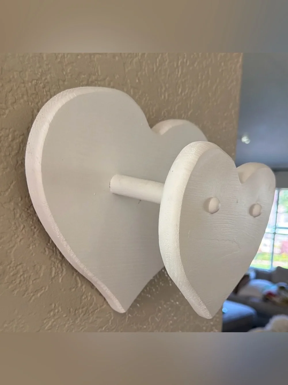 White Heart-Shaped Wooden Wall Quilt/Towel Holder